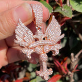 Hip Hop Iced Out Wing Cross Moissanite Pendant