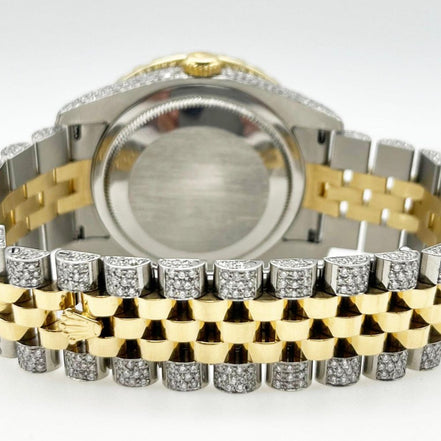 Arabic Number Dual Tone Iced Out Moissanite Watch
