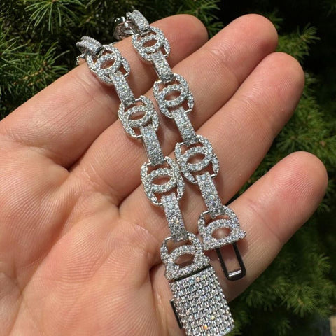 Double C Link Customize Iced Out Moissanite Bracelet