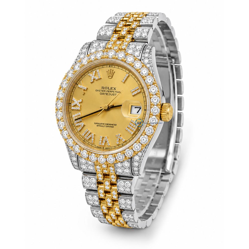 Dual Tone Moissanite Date Just  Wrist Watch For Men's