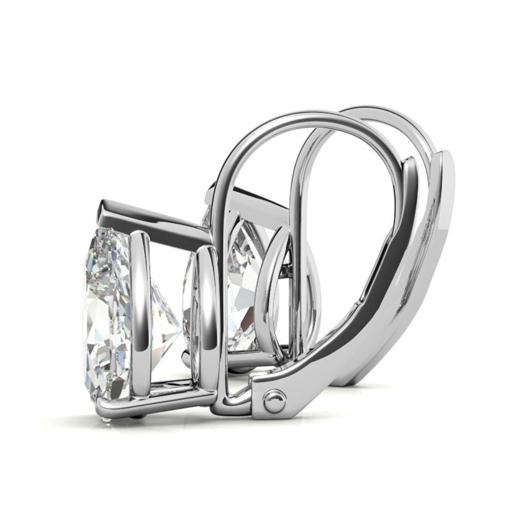 Solitaire Pear Cut Moissanite Lever Back Hoops