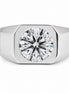 Round Cut Moissanite Signet Ring Solid Gold Statement Ring