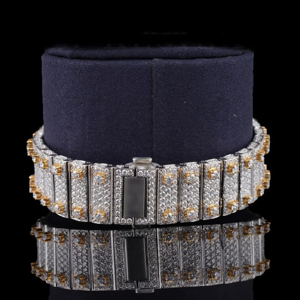 Dual Tone Automatic Moissanite Diamond Hip Hop Write Watch