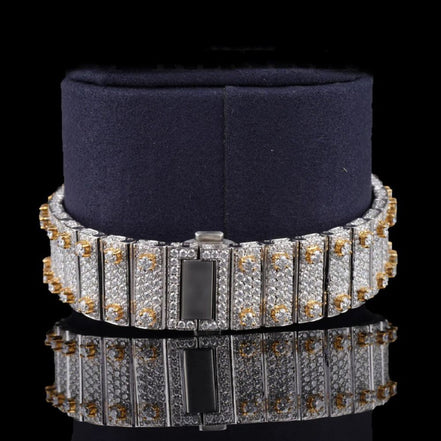 Dual Tone Automatic Moissanite Diamond Hip Hop Write Watch