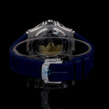 Blue Rubber Strap Moissanite Diamond Luxury Watch