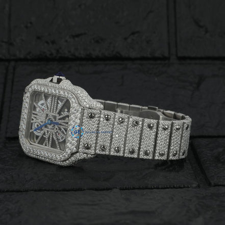 D Color Moissanite Bust Down Skeleton Watch For Men's