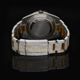 Dual Tone Iced Out Datejust Moissanite Wrist Watch