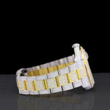 Dual Tone Roman Dial Iced Out Moissanite Expensive Watch