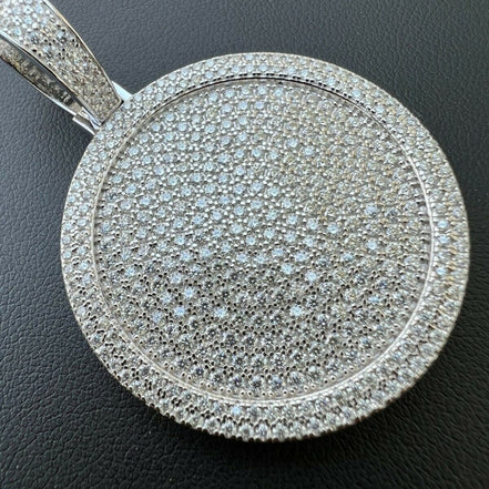 Round Shape 925 Sterling Silver Moissanite Bling Pendant