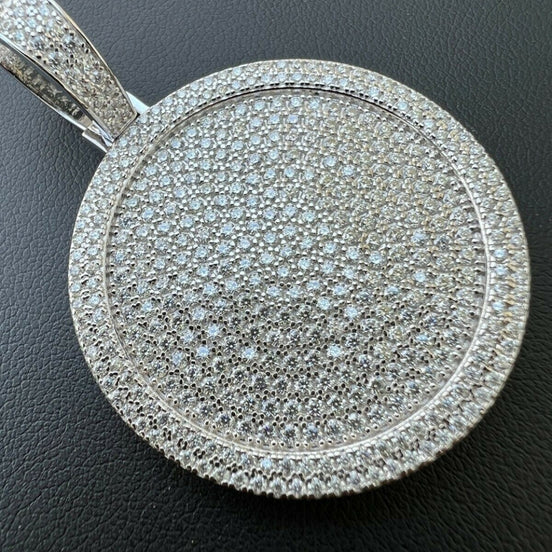Round Shape 925 Sterling Silver Moissanite Bling Pendant