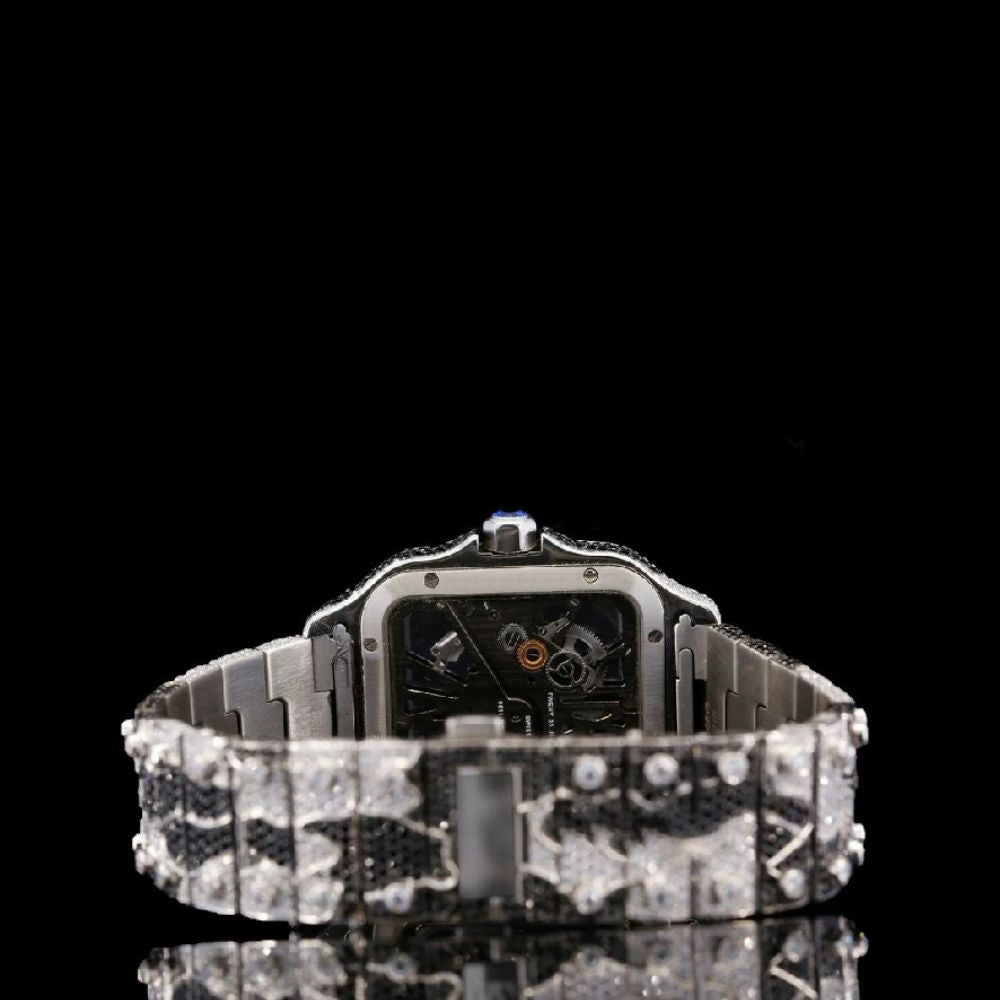 Snake Skin Pattern Moissanite Unique Style Hip Hop Watch