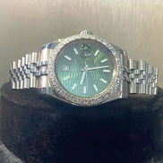 Green Color Dial Automatic Moissanite Diamond Hip Hop Watch