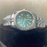 Green Color Dial Automatic Moissanite Diamond Hip Hop Watch