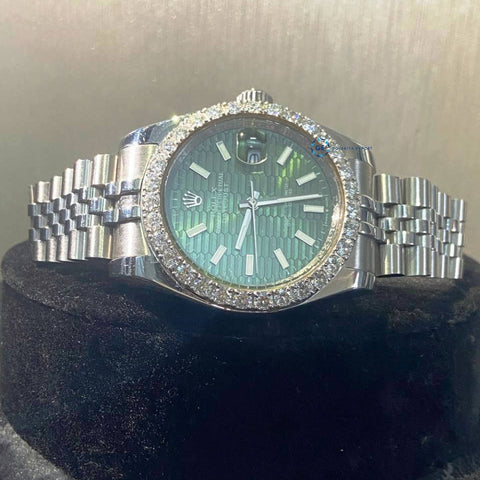 Green Color Dial Automatic Moissanite Diamond Hip Hop Watch