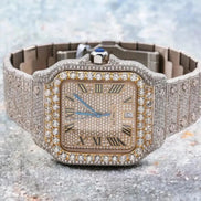 Colorless Moissanite Roman Dial Hip Hop Watch
