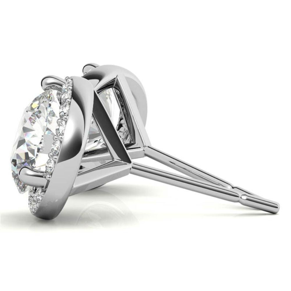 Round Cut Halo Moissanite Earrings For Her