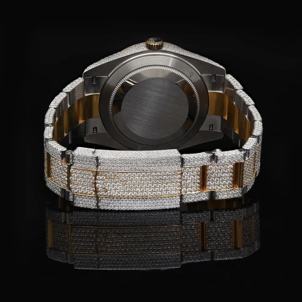 Dual Tone Moissanite Diamond Hip Hop Watch
