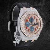 Black Rubber Belt Moissanite Fancy Stylish Watch For Men's