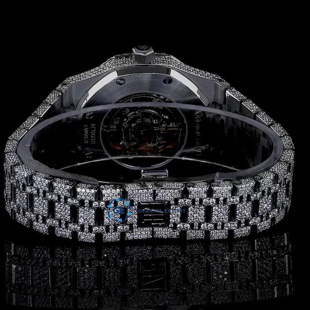 Moissanite Automatic Skeleton Bust Down Full White Luxury Watch