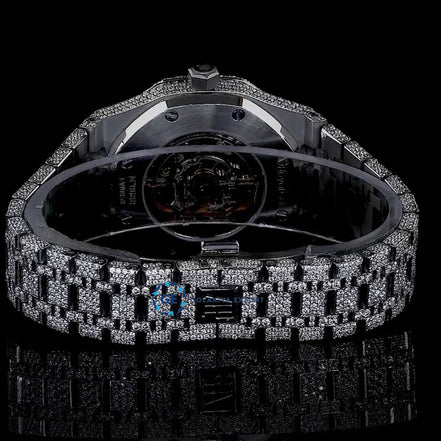 Moissanite Automatic Skeleton Bust Down Full White Luxury Watch