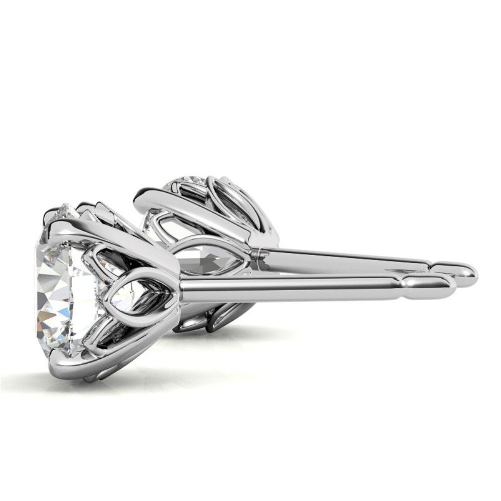 Delicate Moissanite Round Cut Stud Earrings