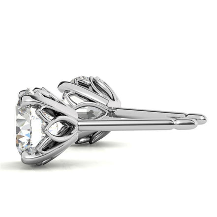 Delicate Moissanite Round Cut Stud Earrings