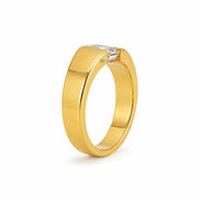 Tension Set Emerald Cut Moissanite Yellow Gold Men's Ring
