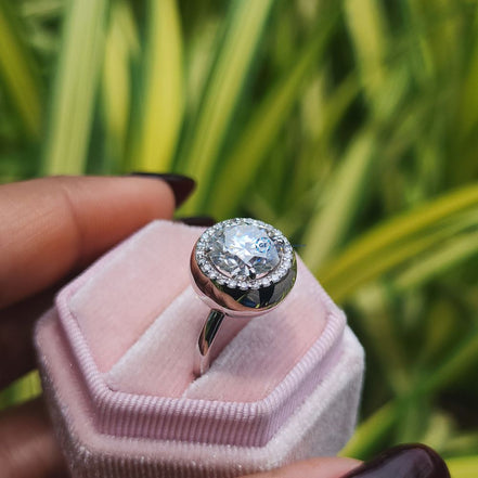 Round Cut Lab Grown Diamond Halo Engagement Ring