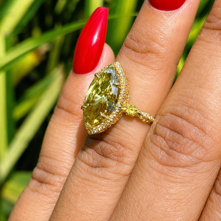 3 Carat Fancy Color Marquise Lab Grown Diamond Ring
