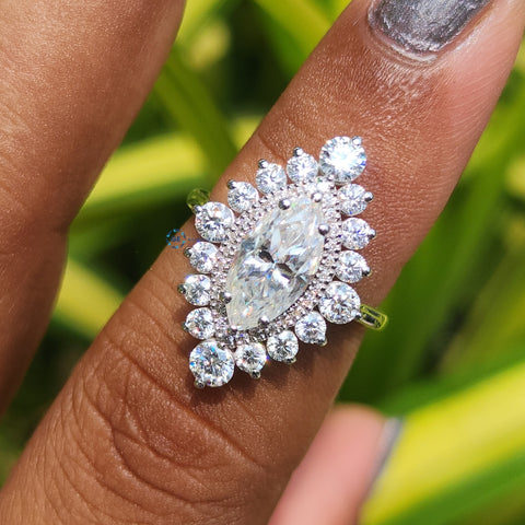 Marquise Cut Vintage Halo Engagement Ring