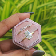 Oval Cut Hidden halo Lab Grown Diamond Wedding Ring Set With Matching Band