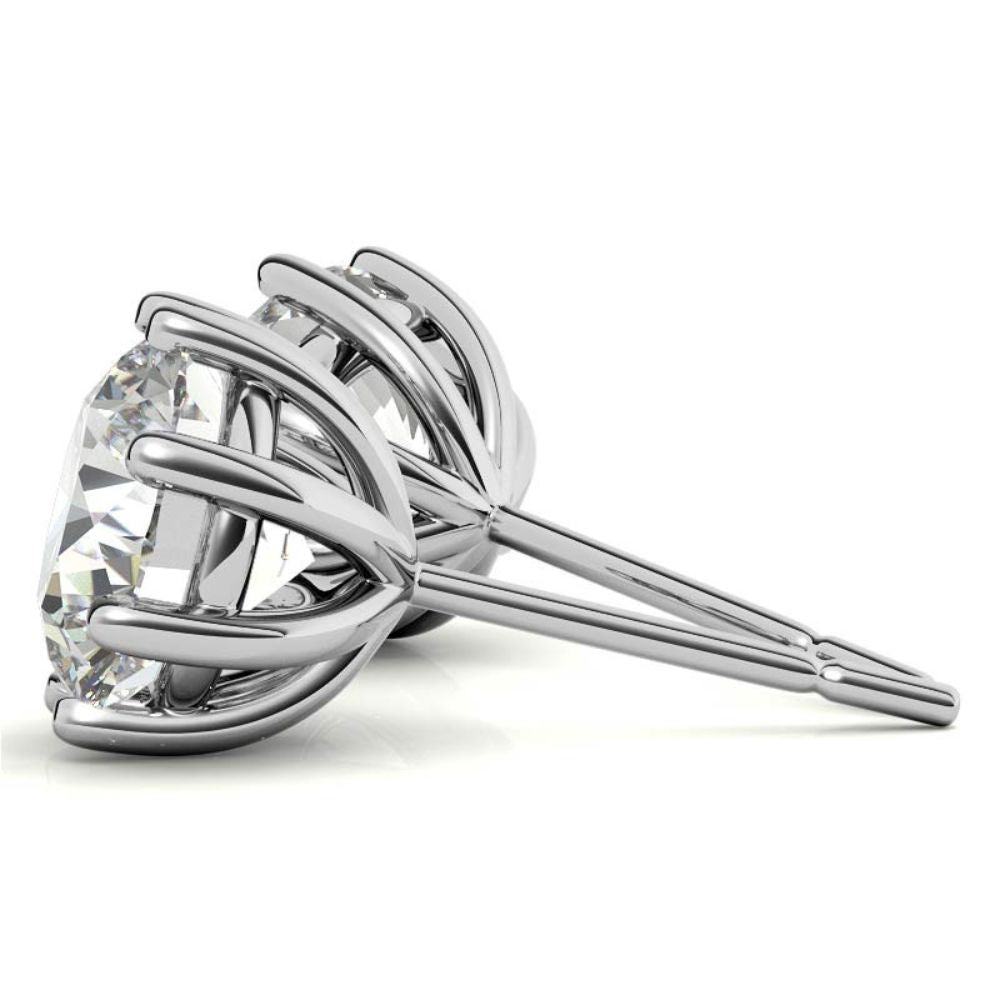 Eight Prong Setting Round Moissanite Small Stud Earrings