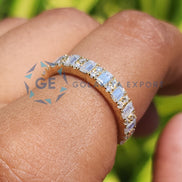 Half Eternity Round & Emerald Wedding Ring