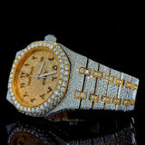 Dual Tone Arabic Numeric Moissanite Diamond Hip Hop Watch