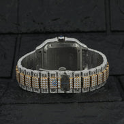 Dual Tone Arabic Dial Moissanite Hip Hop Watch