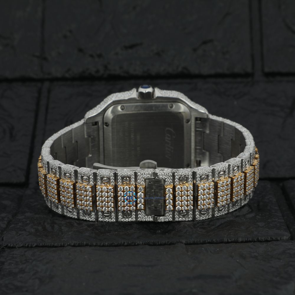 Dual Tone Arabic Dial Moissanite Hip Hop Watch