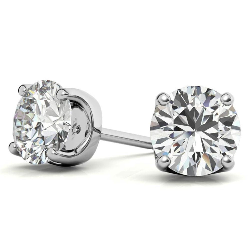 Minimalist Solitaire Round Cut Moissanite Studs Earrings