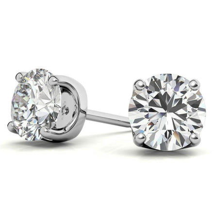 Minimalist Solitaire Round Cut Moissanite Studs Earrings