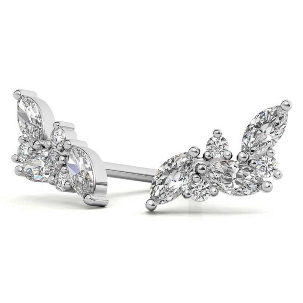Leaf Style Marquise Cut Moissanite Earrings