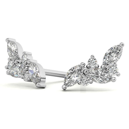 Leaf Style Marquise Cut Moissanite Earrings