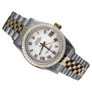 Datejust White Roman Dial Custom Moissanite Watch