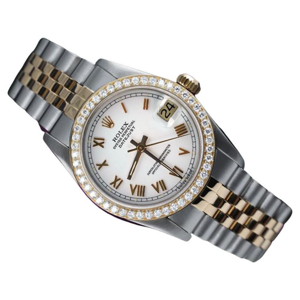 Datejust White Roman Dial Custom Moissanite Watch