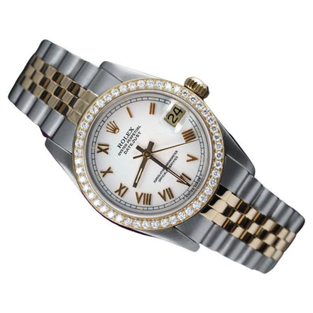 Datejust White Roman Dial Custom Moissanite Watch