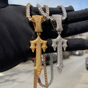Hip Hop Rock Star Sword Cross VVS Moissanite Hip Hop Pendant