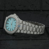 Fully Iced Out Sky Blue VVS1 Moissanite Luxury Watch