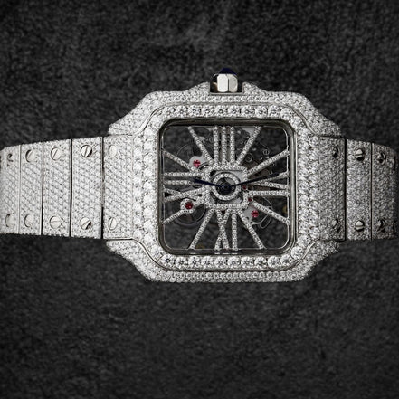 Iced Out Moissanite Diamond Skeleton Watch For Men's