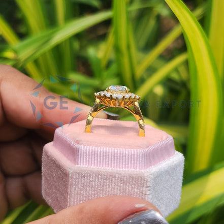 Portuguese Cut lab Grown Diamond Vintage Wedding Ring
