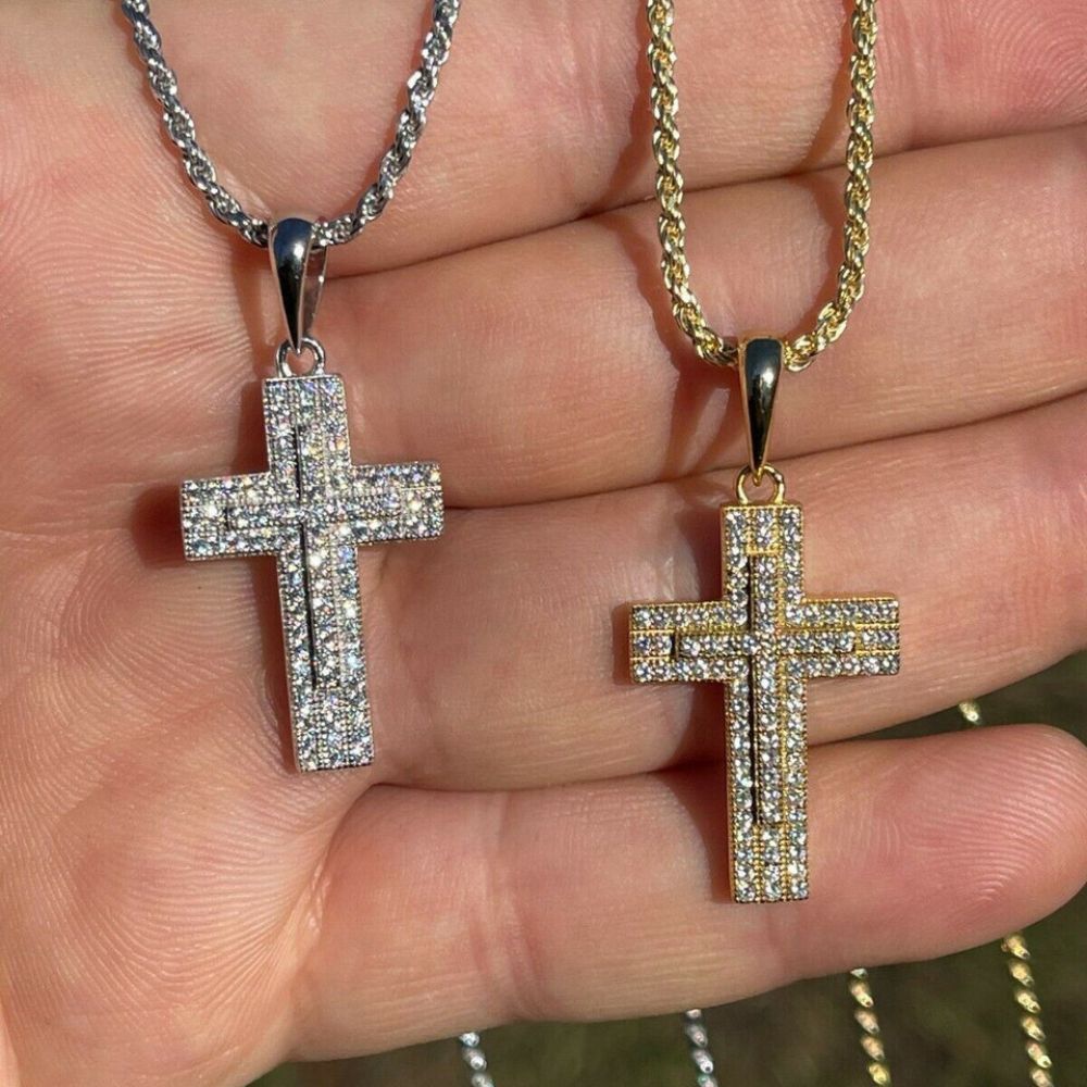 Moissanite Miami Iced Hip Hip Cross Pendant