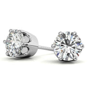 Six Prong Setting Round Cut Moissanite Solitaire Earring
