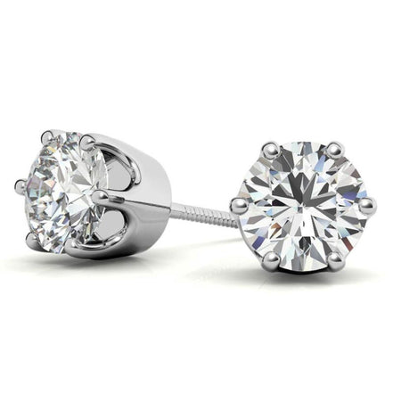 Six Prong Setting Round Cut Moissanite Solitaire Earring